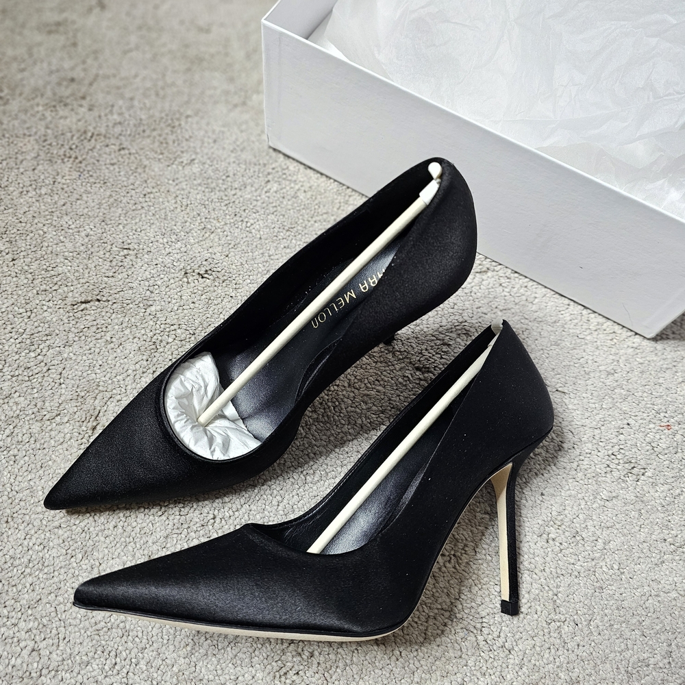 Tamara Mellon Black Satin Heels